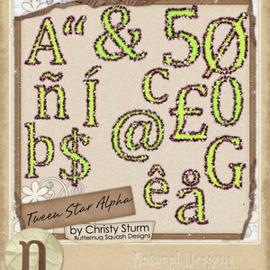 Tween Star Digital Scrapbook Kit Lime Glitter Alpha