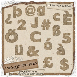 Thru the Rain Digital Scrapbook Kit Kraft Alpha Papier braun
