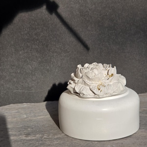 Luxury Gypsum Flower Diffuser Bowl, Concrete Rose Passive Aroma Stone Set, Minimalist Trinket Pot, Premium Spa Gift for Her