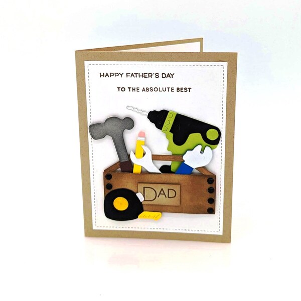 Fathers day card, Handyman Dad, Happy Father's day blank card, Toolbox card