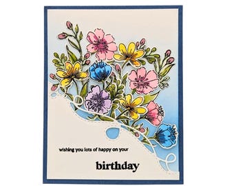 Flower Garden Birthday Card: Handmade Floral Greeting