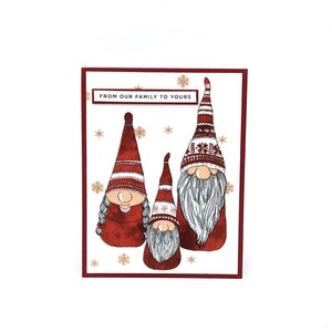 Family Gnomes Christmas Card, Winter Holiday Greeting