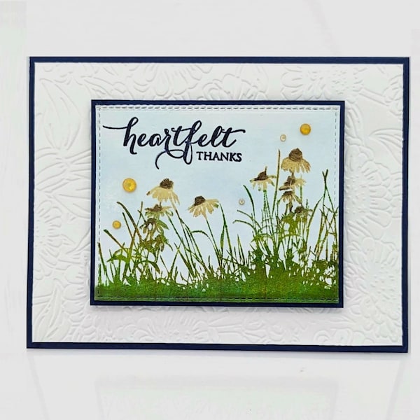 Yellow coneflower thank you card, Heartfelt thanks blank card, watercolor wildflowers