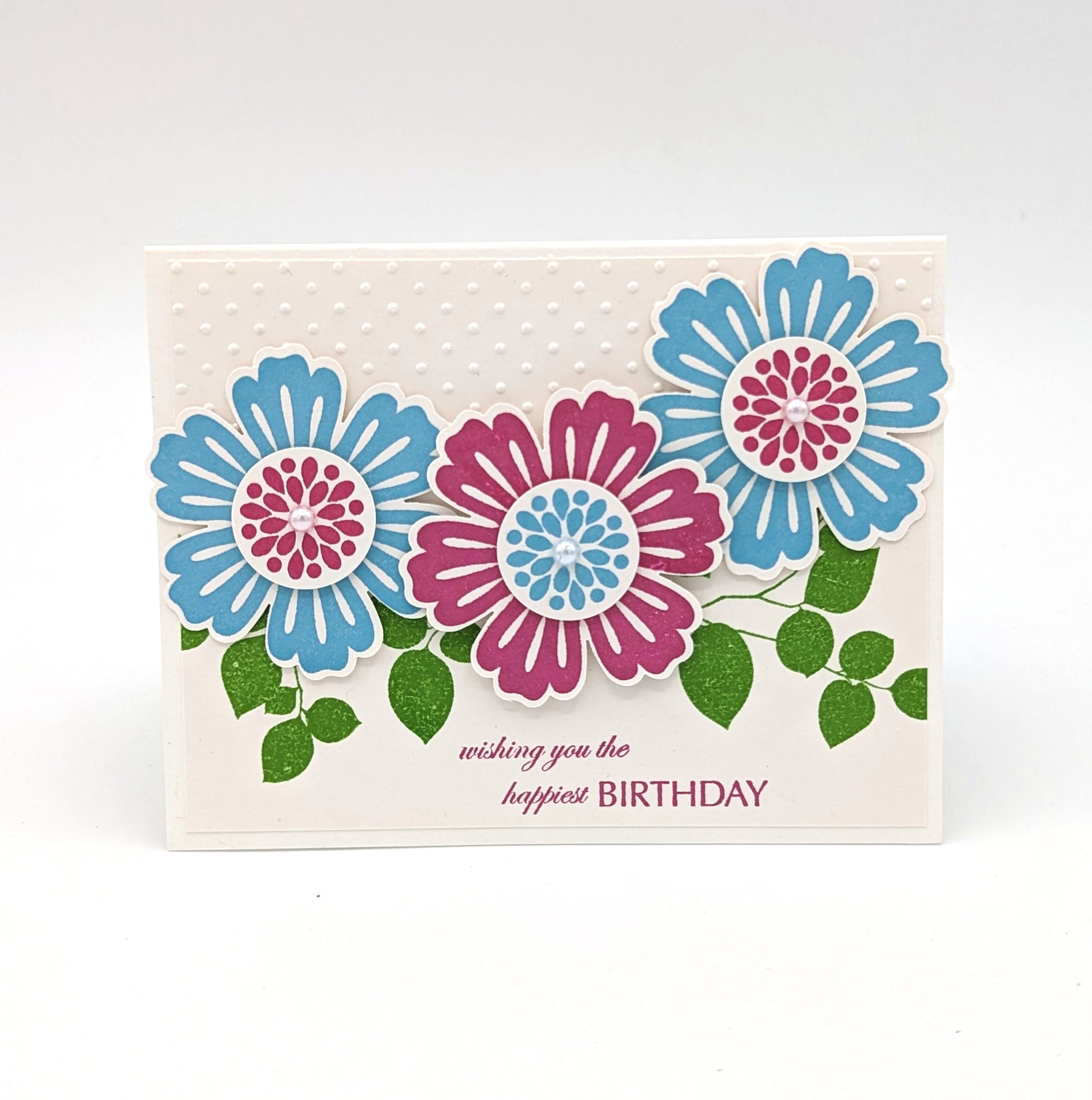 Flowers Birthday Card Happy Birthday Blank Card Blue and Etsy