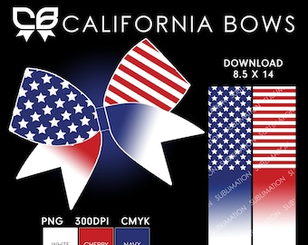 American Flag Cheer Bow OmbreDesign Sublimation Download PNG