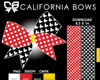 Mickey Cheer Bow Design Sublimation Download PNG