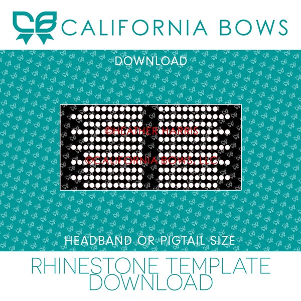 Ali Headband Pigtail Cheer Bow Rhinestone Template Silhouette, SVG, JPG, PDF, Png, Dxf