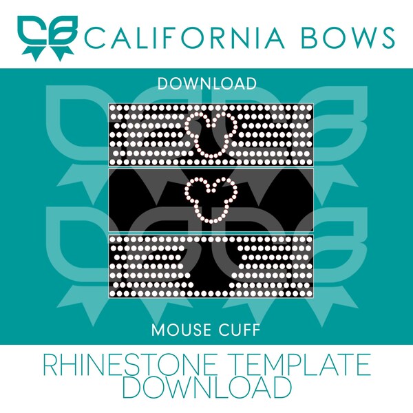 Cheer Cuff Mouse Rhinestone Template Silhouette, SVG, JPG, PDF, Png, Dxf