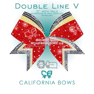 Double Line V Cheer Bow Vinyl & Rhinestone Download