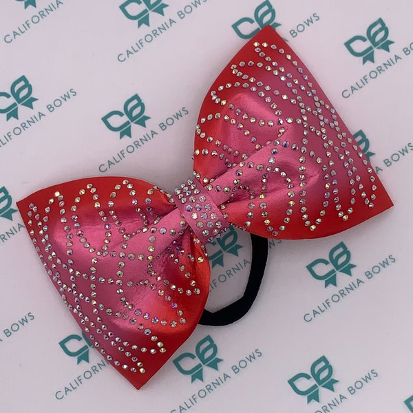Pink Red Ombré Satin Tailless Cheer Bow