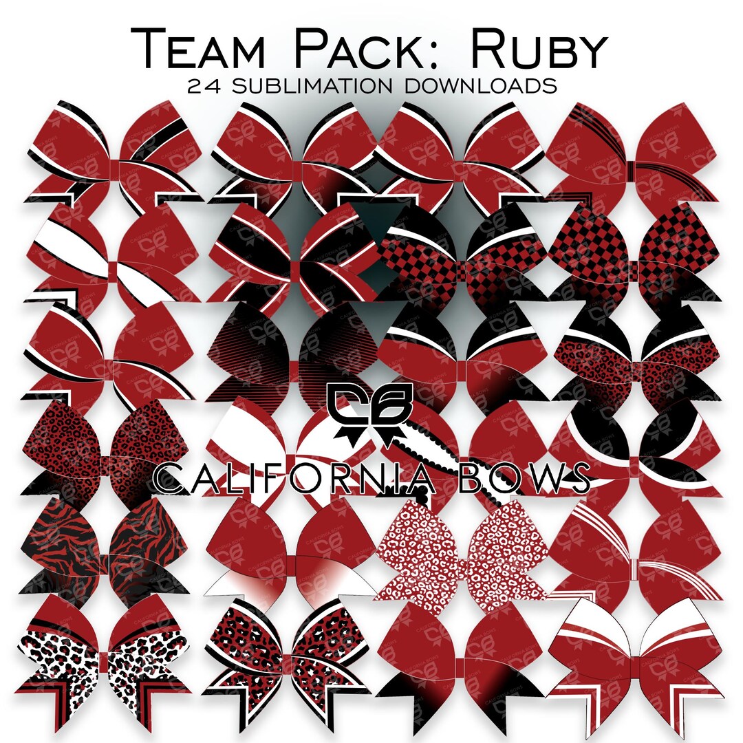 Ruby Rod Team Ruby Red Team Pack Bow Design Sublimation Download PNG - Etsy