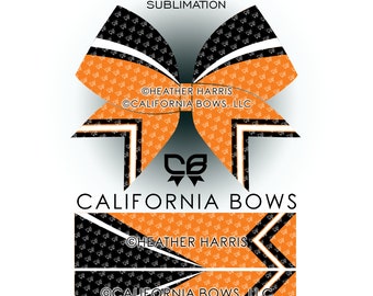 Orange Athletic Cheer Bow Design Sublimation Download PNG