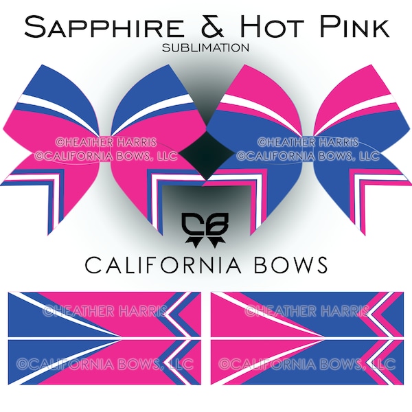 Sapphire Hot Pink Athletic Cheer Bow Design Sublimation Download PNG