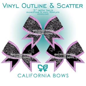 Outline & Scatter 3" Cheer Bow Vinyl Rhinestone Template Downloads