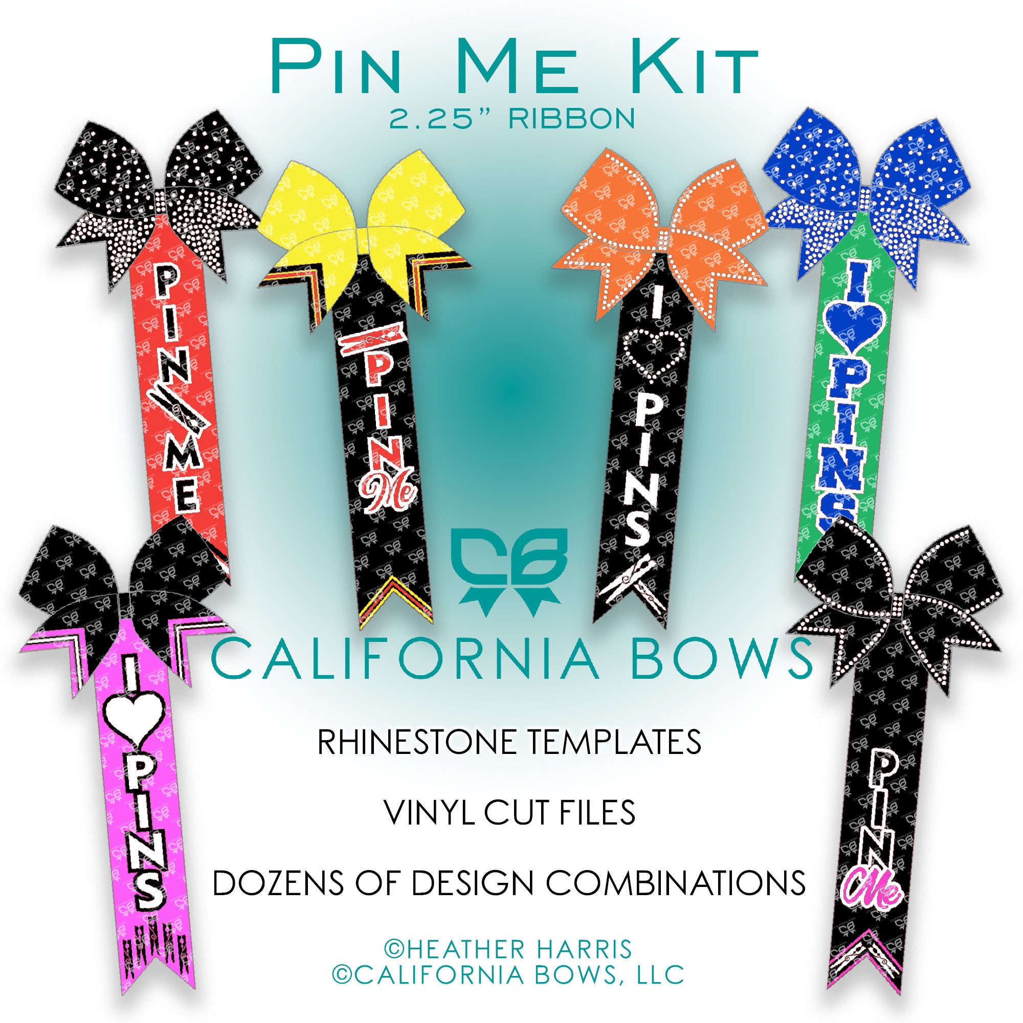 PIN ME Kit Cheer Bow Vinyl & Rhinestone Cut Files DOWNLOAD