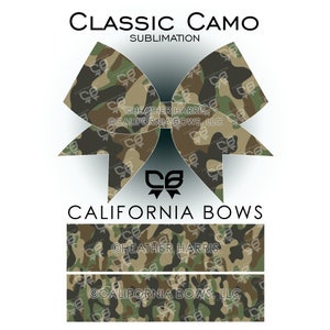 Classic Camo Cheer Bow Design Sublimation Download PNG