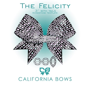 Plantilla para descargar: Lazo de animadora Felicity de 7,6 cm con diamantes de imitación.