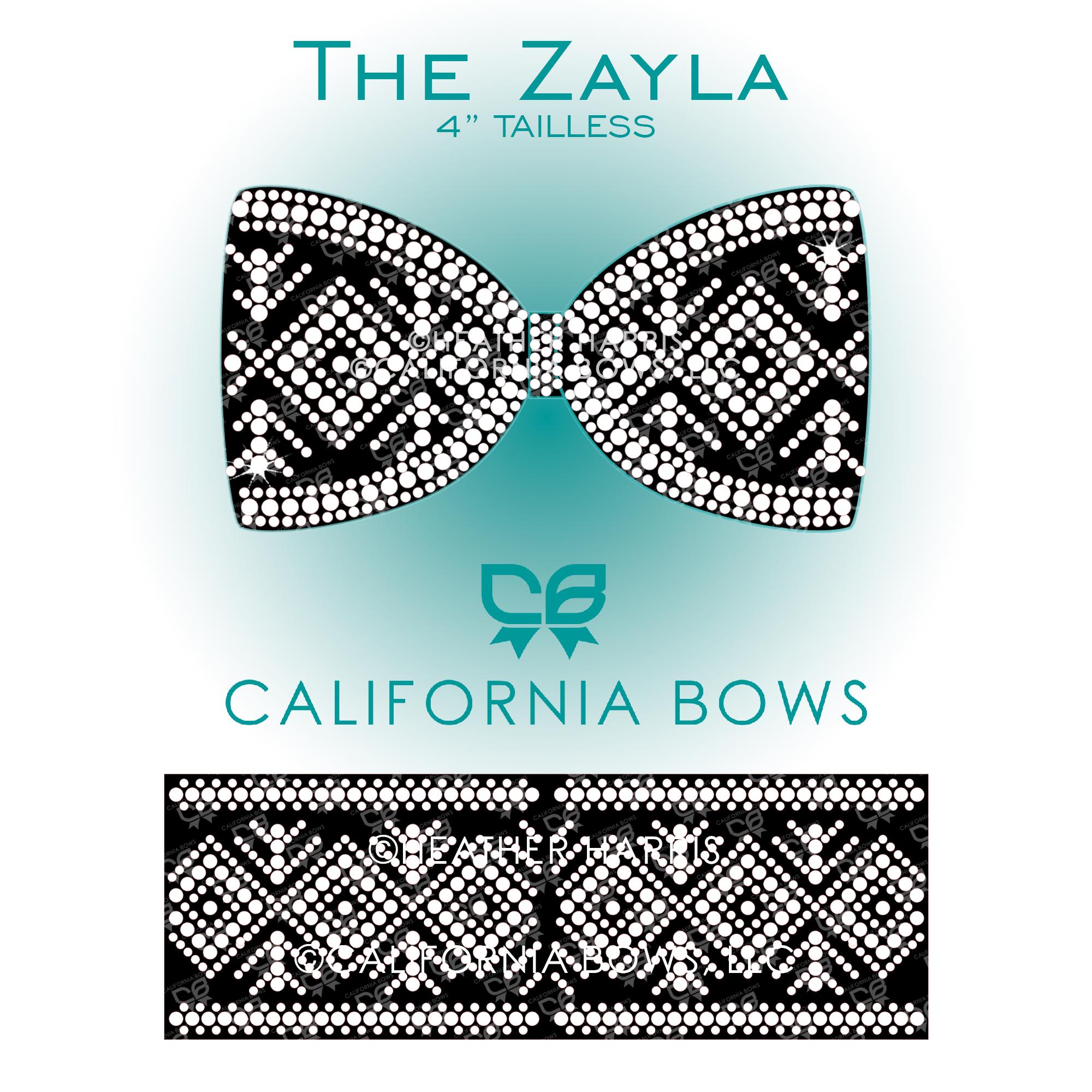 Zayla 4" Tailless Cheer Bow Rhinestone Template Download
