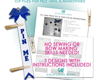 PIN ME Kit Cheer Bow Felt, Vinyl & Rhinestone Cut Files DOWNLOAD