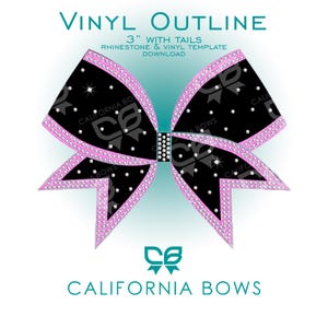 Outline 3" Cheer Bow Vinyl Rhinestone Template Download