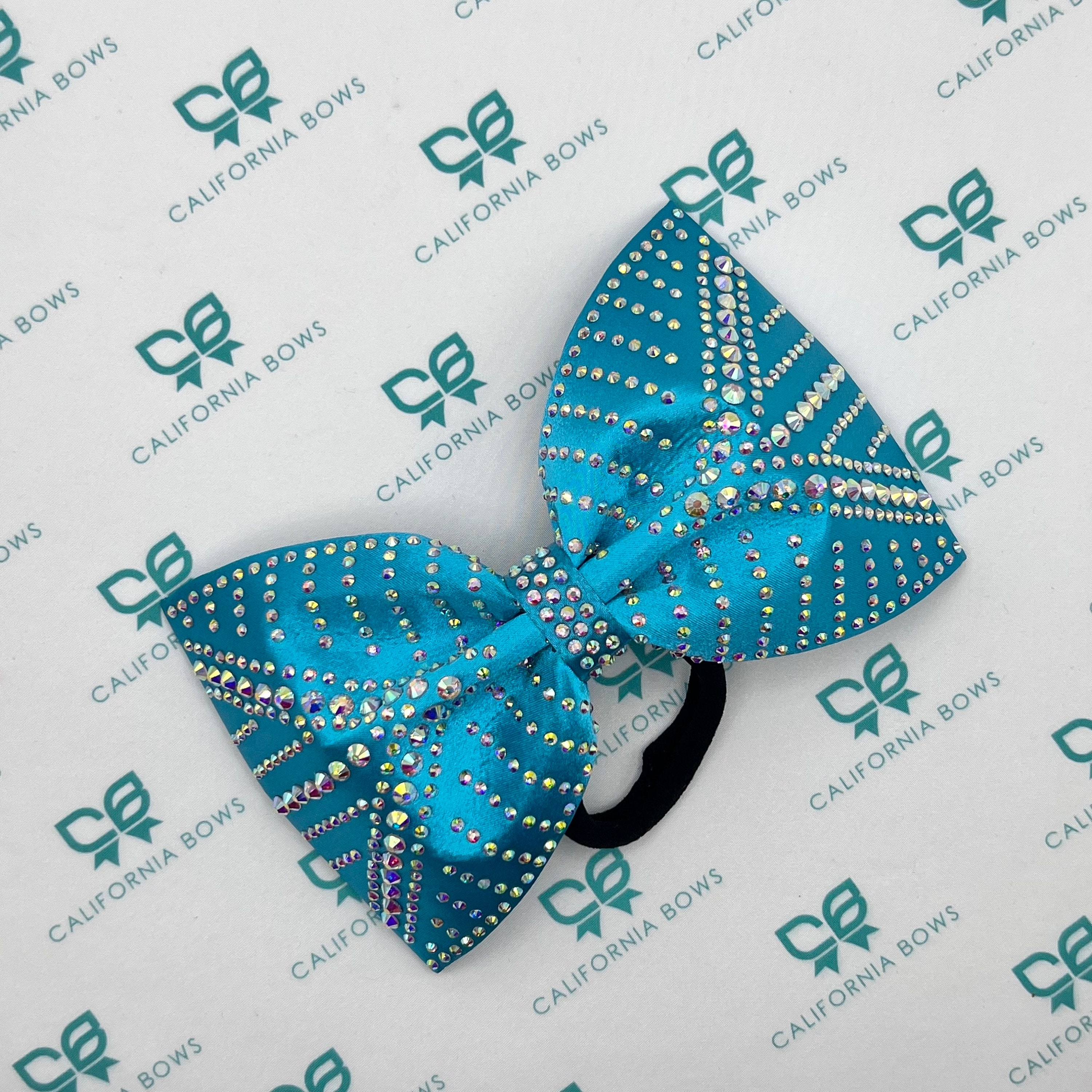 Teal and Black Ombré Glitter Tailless Rhinestone Bow Cheer -  in 2023