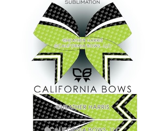 Lime Green Athletic Cheer Bow Design Sublimation Download PNG