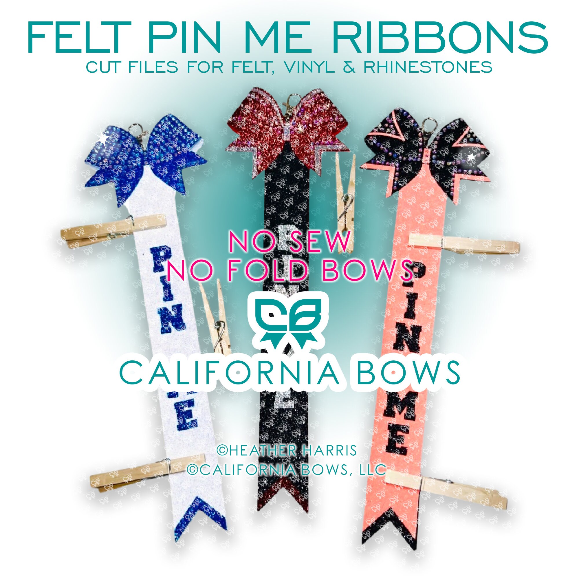 PIN ME Kit Cheer Bow Felt, Vinyl & Rhinestone Cut Files DOWNLOAD - Etsy