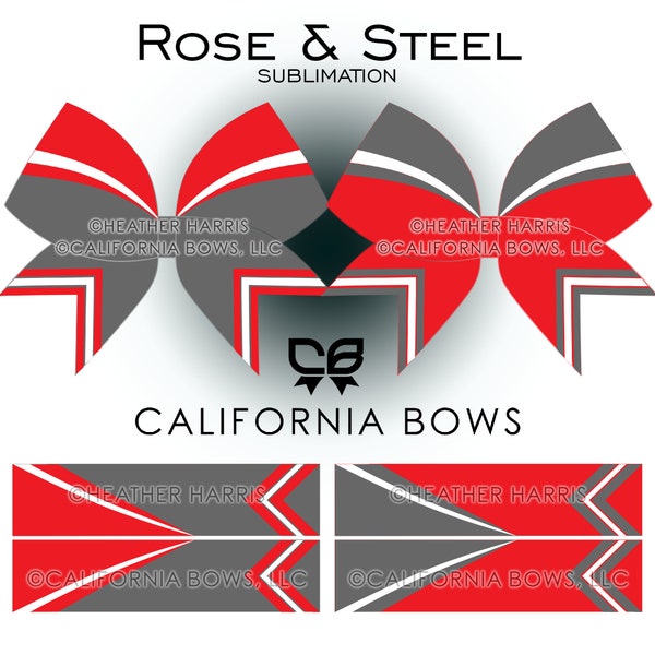 Rose Steel Athletic Cheer Bow Design Sublimation Download PNG