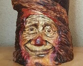 Talladas a mano alcohol de madera de pino - duende, espíritu del árbol, decoración casera, decoración de oficina, país decoración, uno de los tipos
