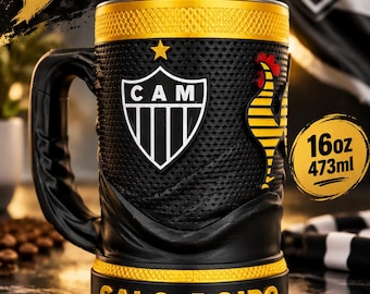 Atlético Mineiro Inspired 16oz Mug | Black Gold Soccer Fan Cup (473ml)
