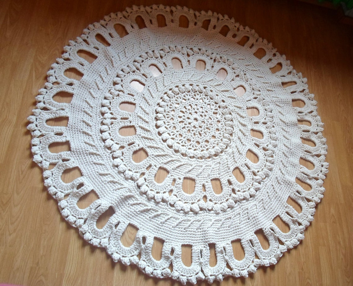 62 Wool Crochet Large Rug, Rug Round Crochet, Made to Order Etsy