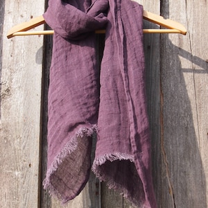100% Purple Linen Scarf, Eco Linen, Women, Men Accessories