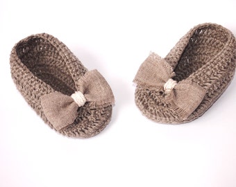 Linen Baby Girl Shoes, Baby Girl Gift, Baby Shoes, Made to order