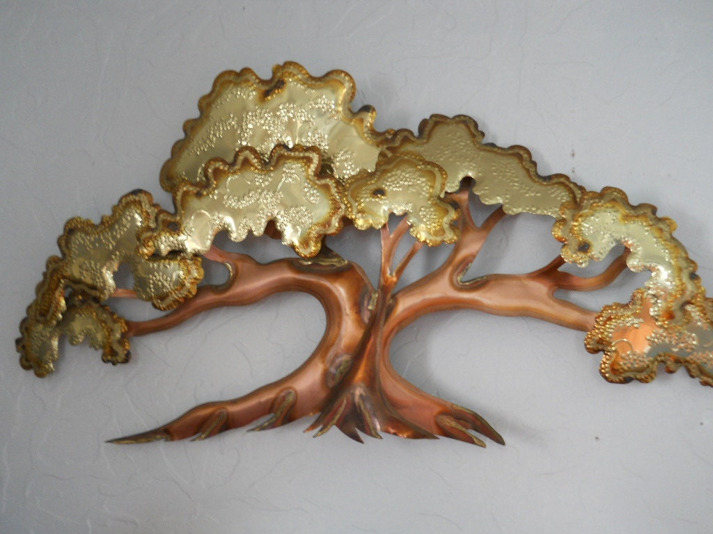 Vintage Mid Century Metal Bonsai Tree Wall Art Sculpture In Etsy