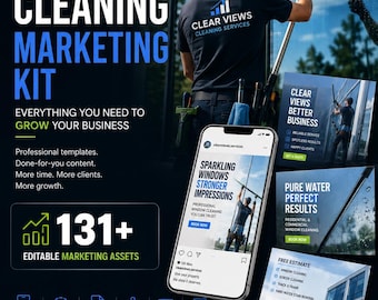 Window Cleaning Canva Templates | 100 Social Media Posts + 100 Captions + Marketing Kit