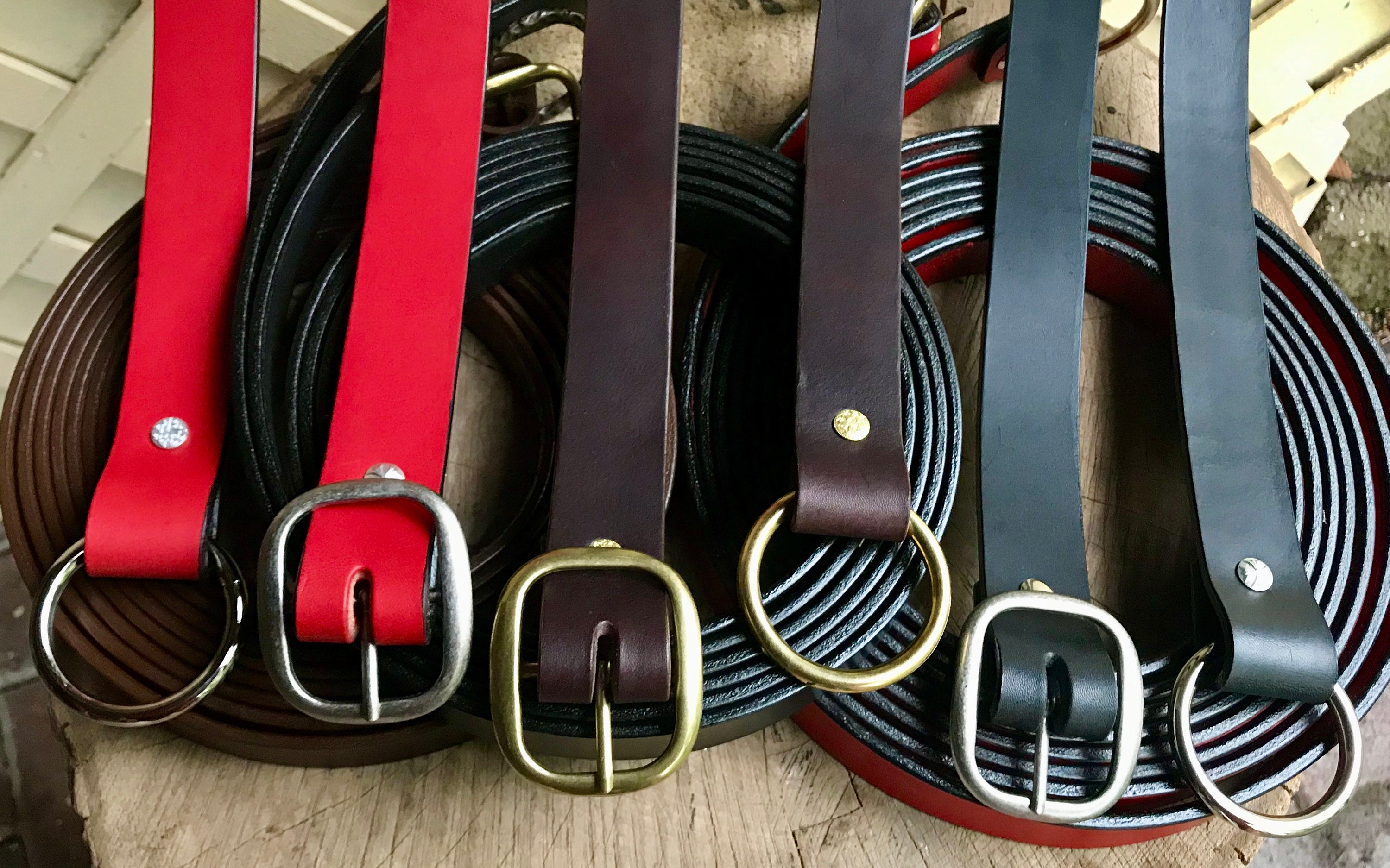 Crimson Leather Belt - Etsy display picture 2
