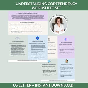 Codependency Handout Set | Relationship Boundaries & Over Functioning Worksheets | Cognitive Behavioral Therapy Tools Digital Download