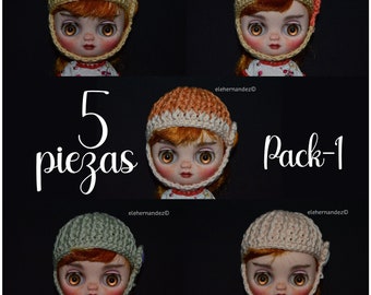 5 piezas de gorros a crochet para muñeca Middie Blythe.