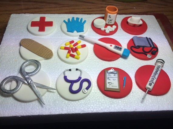 Set Of 12 Fondant Nurse Doctor Themed Cupcake Toppers Etsy