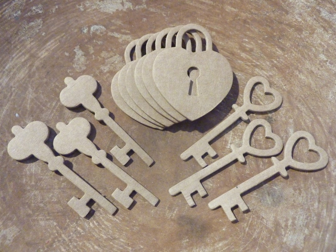 Cardboard Lock and Key Heart Paper Embellishment Junk Journal Etsy