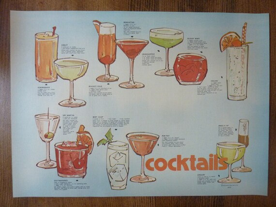10 Vintage Cocktail Party Paper Place Mat Drink Bar Ware - Etsy