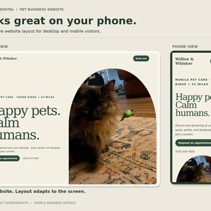 Modèle de site web pour entreprise animalière | Créateur sans code, achat unique (téléchargement numérique)