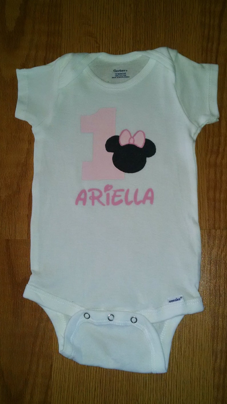 Personalized Minnie Mouse 1st Birthday Girl Bodysuit or T-Shirt