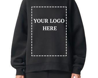 Anpassad kort tröja, överdimensionerad damtröja med hög halsringning och ditt foto, text eller logotyp