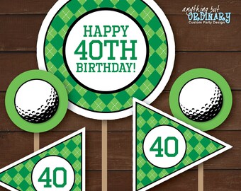 PERSONALIZED Golf Birthday Centerpiece Set, Printable ParTEE Golf Signs, digital file