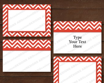 Editable Red and White Chevron Buffet Cards | Printable Folded Tent Cards | Chevron Food Labels | INSTANT DOWNLOAD | digital file