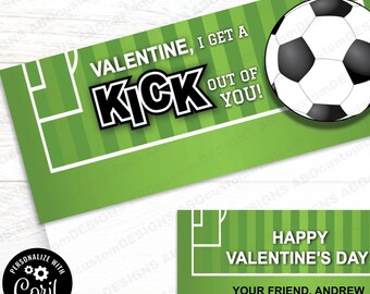 EDITABLE Kick Out of You Valentine Bag Toppers | Printable Soccer Treat Bag Labels | CORJL Template | digital file