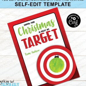 On Target クリスマス ギフト カード ホルダー | 印刷可能な On Target カード | 編集可能なクリスマス ギフト カード ホルダー | CORJL テンプレート | デジタル ファイル
