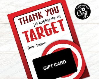 EDITABLE On Target Gift Card Holder | Printable Appreciation Card | Thank You Gift Card Holder | CORJL TEMPLATE | digital file