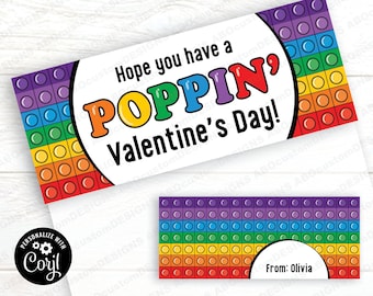 EDITABLE Poppin' Valentine's Bag Toppers | Printable Rainbow Dots Valentine Treat Bag Labels | CORJL Template | digital file